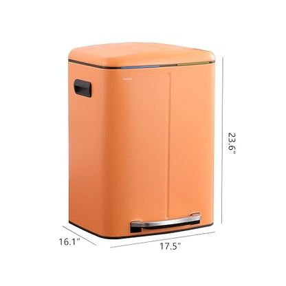 happimess HPM1005K Marco Rectangular 10.6-Gallon Double Bucket Trash Can with Soft-Close Lid, Carrot Cake, Fingerprint Resistant, Modern, Minimalistic for Home, Kitchen, Office, Bedroom, Bathroom - color: Carrot Cake