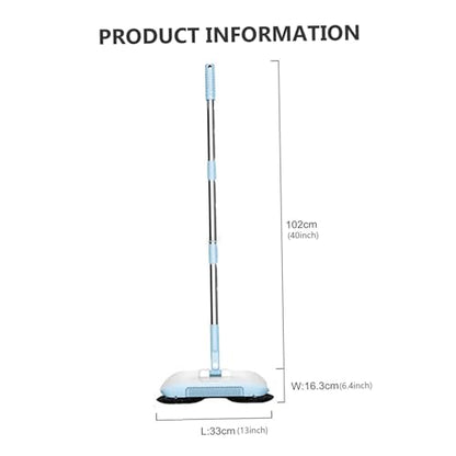 Carpet Sweeper Manual Manual Vacuum Sweeper 2 in 1 Hand Push 180 Degree Rotating Sweeping Mop Crumb Vacuum Cleaner Home Cleaning Tool for Sweeping Blue - color: Blue