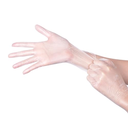 Daxwell Vinyl Gloves, Powder Free, Small, Clear, F10001296 (Case of 1,000, 10 Boxes of 100) - size: Small