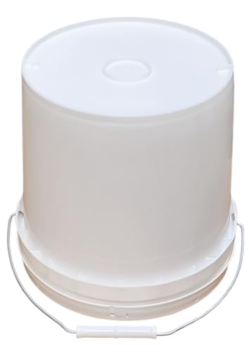 2 Gallon Bucket with Lid & Handle Food Safe BPA Free PolyEthylene Plastic HDPE Leak Proof Seal Heavy Duty Storage Container Pail 75mil Metal Handle Premium Quality Buckets FDA Compliance (White) - color: White