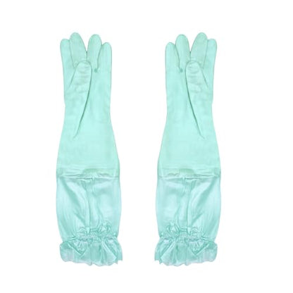 RARITYUS Household Kitchen Cleaning Gloves Waterproof Cotton Lined Dishwashing Non-Slip Long Cuff Gloves - color: Blue (Length 20.5'')