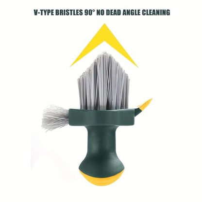 Cleaning Brushes 4-in-1 Floor Scrub Brush with Squeegee V-Shape Gap Scrub Bristles,for Tile, Shower,Grout,Kitchen and Floor (Green) - color: Green