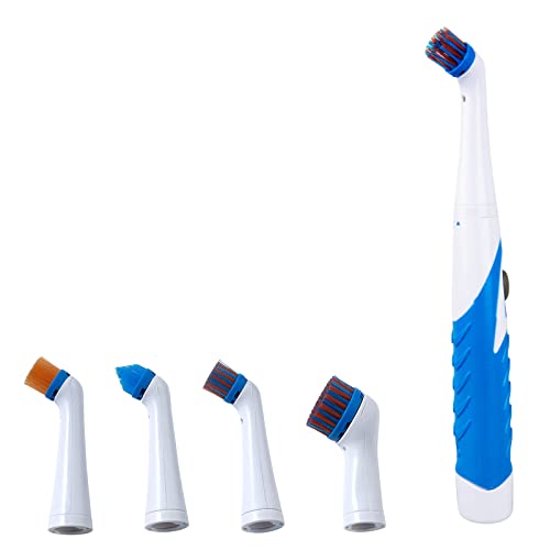 Electric Cleaning Brush with 4 in 1 Multiple Brush Heads,Indoor Household Cordless Motorized Brush for Bathroom Toilet Kitchen Tile Crevice - color: Blue