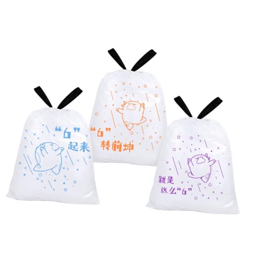 Uonlytech 69pcs Drawstring Garbage Bags Thickened Portable Rubbish Holder 50x55cm High Tenacity Kitchen Trash Bags for Trash Cans to 37cm Diameter