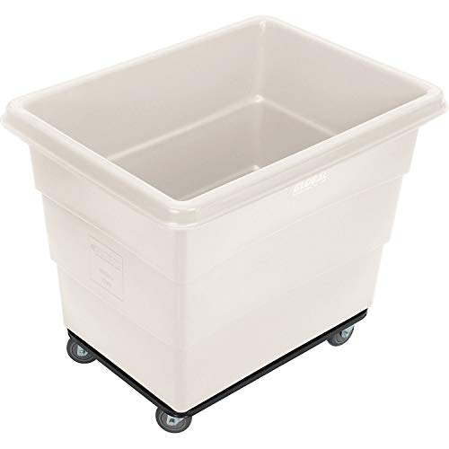 Global Industrial 12 Bushel Plastic Bulk Box Truck, Steel Chassis Base, 1000 lbs. Capacity, 4" Non-Maring Rubber Casters, White, 38-2/5"L x 28-9/10"W x 33" H - color: White