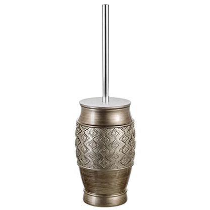 Creative Scents Dublin Silver Toilet Brush Set - Toilet Bowl Cleaner Brush and Holder - Decorative Bathroom Cleaner Brush - Space Saving Design Toilet Bowl Scrubber - color: Silver