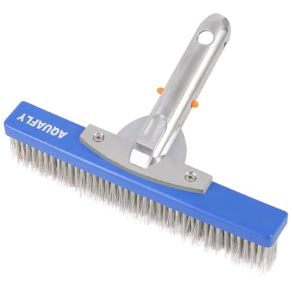 10-Inch Stainless Steel Pool Brush - Heavy Duty Pool Cleaning Brush for Concrete & Gunite Pools, Deep Cleaning Tool for Walls & Floors - Durable Wire Bristle Brush Head - size: 10 inch