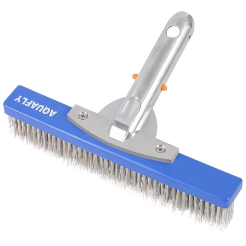 10-Inch Stainless Steel Pool Brush - Heavy Duty Pool Cleaning Brush for Concrete & Gunite Pools, Deep Cleaning Tool for Walls & Floors - Durable Wire Bristle Brush Head - size: 10 inch