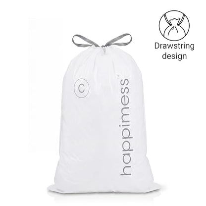 happimess 13.2 Gallon (50L) Drawstring Trash Bags, Unscented, White, Heavy Duty LDPE Liners for Kitchen and Household, Custom Fit 40 Count (2 Packs of 20 Liners) HPM3000C-W-2SET - color: White, size: 40 Count (Pack of 1)
