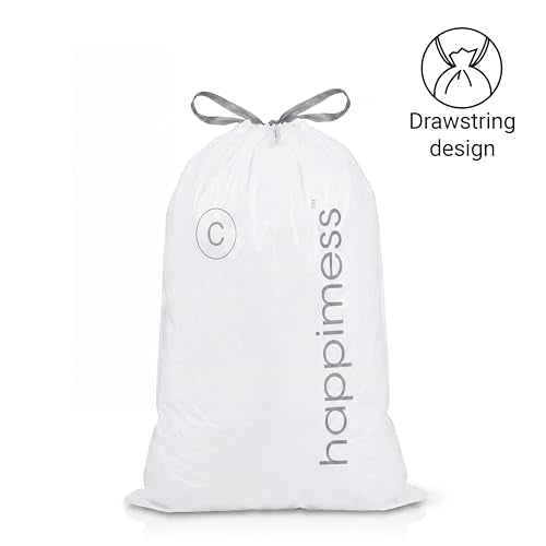 happimess HPM3000C-WHITE 13.2 Gallon Kitchen Drawstring Trash Bags, Trash Can Liner, White, 60-Count, 3-Packs of 20 Liners - color: White, size: 60 Count (Pack of 1)