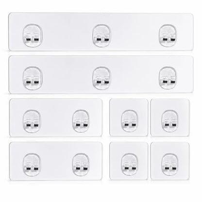 Strong Adhesive Shower Caddy Replacement, 8 Pack No Drill Adhesive Hooks for Bathroom & Kitchen Rack, Holds 40lbs, Waterproof & Transparent Strips for Tile, Glass, Smooth Walls - color: Transparent 8 PCS