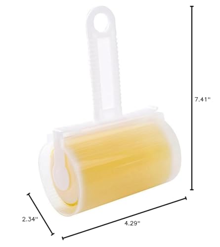 Lint Remover Washable Clothes Hair Sticky Roller Reusable Portable Pet Hair Remover Sticky Roller Easy Install,Yellow