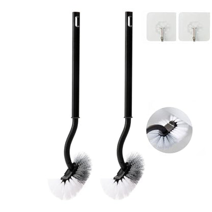 2 Pack Curved Toilet Bowl Brush Without Holder for Bathroom, Compact Toilet Brush Durable Under The Rim Household Deep Cleaning Brushes (Black Toilet Brush Without Holder) - color: Black Toilet Brush Without Holder