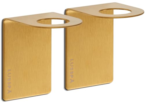 Wall Mount Soap Dispenser Holder, 2 Pack – 304 Stainless Steel, 2.95"×1.97"×2.56", 1.1" Neck Fit, No-Drill Peel & Stick Adhesive, Rustproof, Fits LUSSPA Bottles (Brushed Gold) - color: Brushed Gold