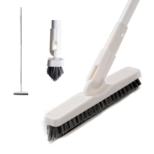 Grout Brush with Long Handle Telescopic Handle Floor Scrub Brush Grout Brush 180°Rotation Tile Grout Cleaning Tool V-Shaped Corner Brush for Bathroom Wall Tile Floors Hard to Reach Areas - 51.2in