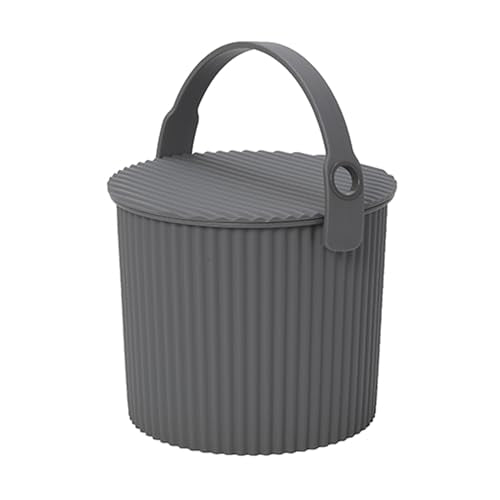 Hachiman Mini Bucket - 1.1 Gallon Heavy Duty Bucket with Lid and Handle - Hands-Free Filling - Easy to Stack and Store - Indoor Outdoor Use - 6.9" x 8.3" - New Grey - color: New Grey, size: Mini