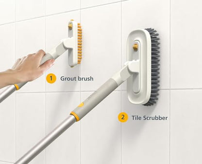 Joseph Joseph CleanTech 2-in-1 Tile and Tub Scrubber and Grout Cleaning Brush with V-Shaped Bristles - style: Tile Scrubber