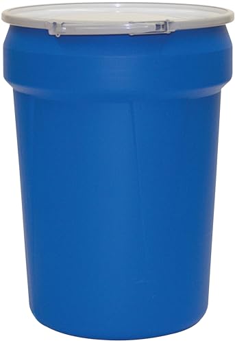 Eagle 30 Gallon Plastic Drum with Lid, Metal Lever-Lock, 28.5"x21.1", Open Head Lab Pack Drum Made of Durable, Lightweight HDPE, Withstands Weather and Chemicals, Made in USA, Blue, 1601MB - color: Blue, size: 30 Gallon, style: Metal Lever-Lock