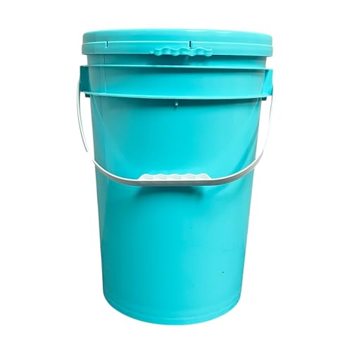 Outdoor 6 Gallon Bucket with Lid (Aqua Blue, 1Pack) - Durable All Purpose Pail -