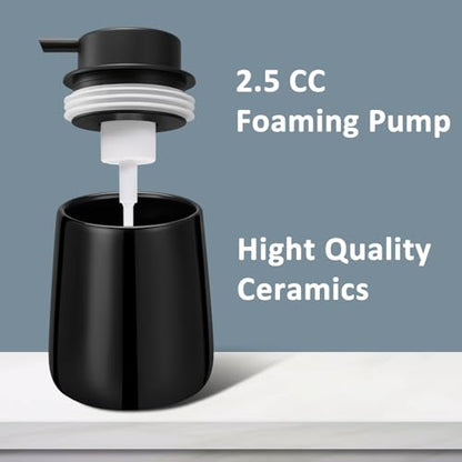 Soap Foaming Dispenser Ceramic with Easy-to-Press Pump Hand Foam Dispenser for Shampoo Bathroom Kitchen 12 oz - color: Foam-shinyblack