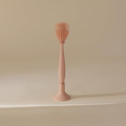 mushie Baby Bottle Brush | Soft Silicone with Suction Base (Blush) - color: Blush
