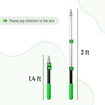 Bates- Telescopic Extension Pole, 3 Ft, Aluminum Alloy, Sturdy Multi-Purpose Extension Pole with Flip-Lock Design for Painting, Dusting and Cleaning - color: Black and Green, size: 3 Ft, 1 Pack