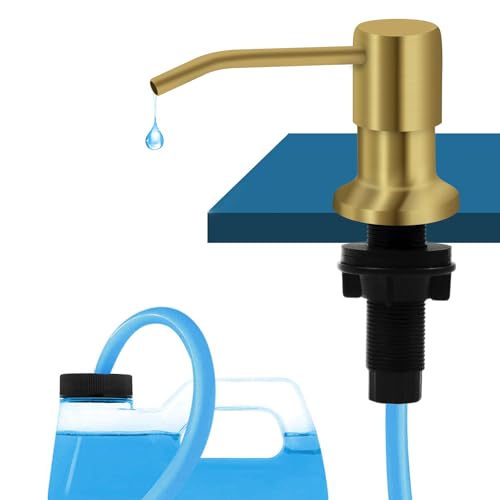 Soap Dispenser for Kitchen Sink, Kichen Sink SoapDispenser, 47" Extension Tube kit, Under Sink SoapDispenser Pump, No Need More Refills, Good Suction Power, Golden - color: Gold, size: With Tube Kit