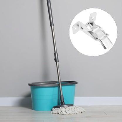 Broom Organizer Wall Mount and Mop Holder 10pcs Set Heavy Duty Iron Construction Wall Mounted Grippers with Hooks for Home Cleaning and Storage Organization