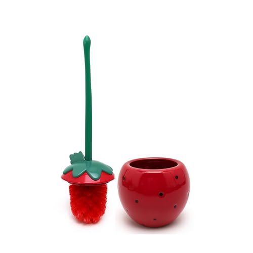 Deep & Sturdy Toilet Bowl Brush with Holder - Strawberry Bowl Brush - Durable Scrubbing - Toilet Cleaners - Household Essentials - Bathroom Cleaner - Cleaning Supplies - Household Supplies - color: Strawberry