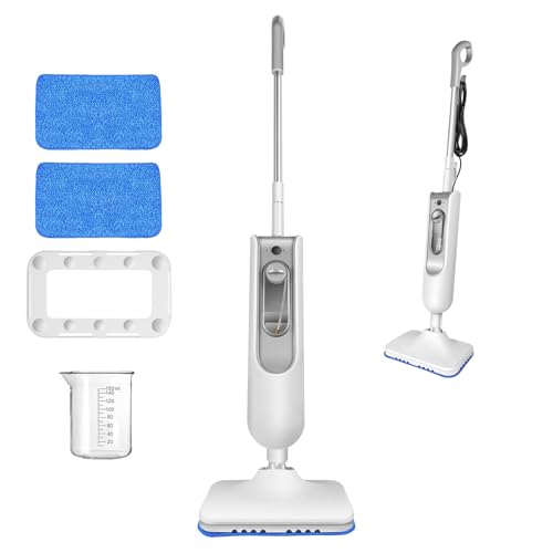 Lightweight Steam Mop Hard Floor Carpet Cleaner, 1300W Steamer with 2 Washable Pads, 400ml Water Tank, 2 Speed, 16ft Power Cable for Home