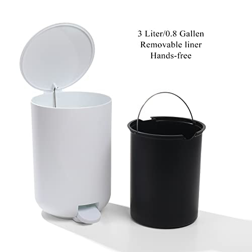 GAHEFY White Bathroom Accessories Set with Small Trash Can 3 Liter/0.8 Gallon,Toothbrush Holder,Soap Dispenser,Vanity Tray,Toilet Brush and Holder White 5PCS - style: White 5pcs
