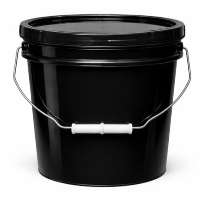 MKS Plastics 2-Gallon Bucket with Airtight Lid – Made in USA, Food Grade BPA Free Plastic, Heavy Duty Multi-Use, Metal Handle with Grip, Stackable Storage – - Black, 1 Pack - color: 2 Gallon - Black, size: 1
