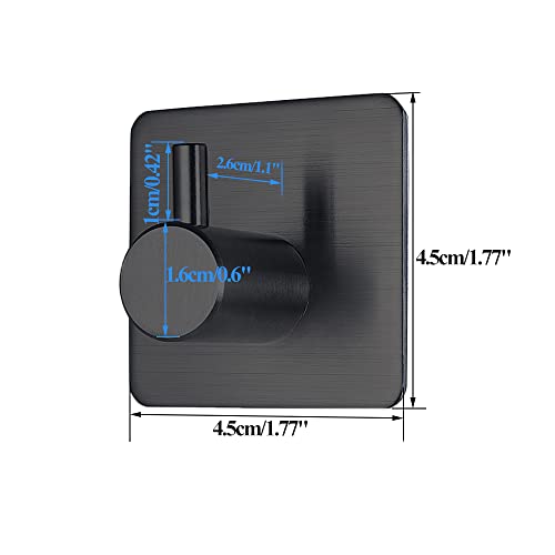 Fotosnow Black Adhesive Towel Hooks Heavy Duty Stick on Wall Hooks Shower Hooks for Bathroom Kitchen Door-4 Packs - color: Black
