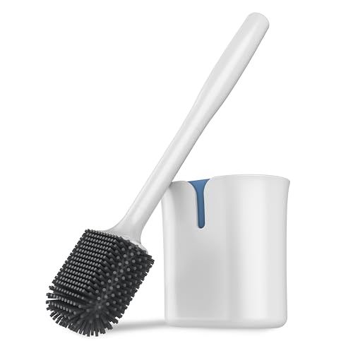 MR.SIGA Toilet Brush and Holder, Wall Mounted Toilet Brush for Bathroom Cleaning, Compact Toilet Brush with Holder Set, White, 1 Pack - color: White