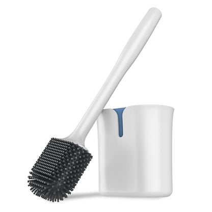 MR.SIGA Toilet Brush and Holder, Wall Mounted Toilet Brush for Bathroom Cleaning, Compact Toilet Brush with Holder Set, White, 1 Pack - color: White