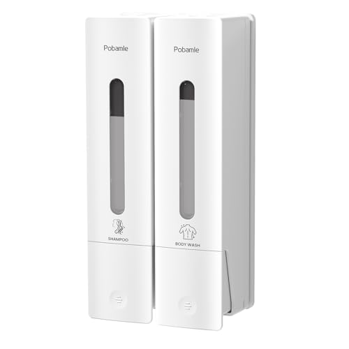 1984 Shampoo and Conditioner Dispenser Wall Mount Shower Dispenser 2 Chamber No Drill Bathroom Set Shampoo Dispenser for Shower Wall Home Hotel 400ml x 2 White - color: White 2 Chamber
