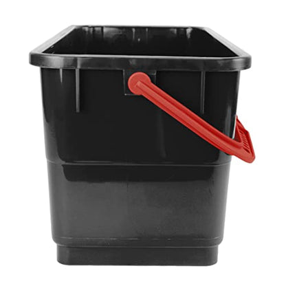 Pulex 6 Gallon Durable Lightweight Mop Bucket with Squeegee Carrying Clips and Ergonomic Handle for Floor and Window Cleaning - Black and Red