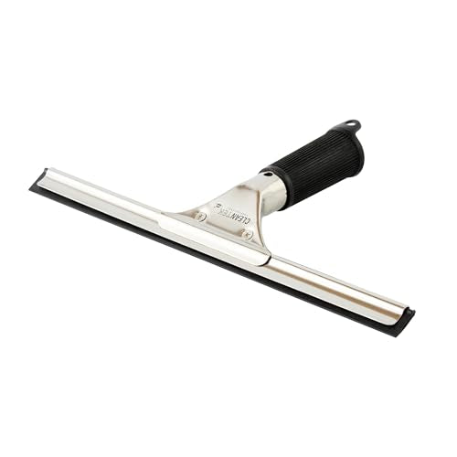 Restaurantware-Clean Tek Professional 11.81 Inch Window Squeegee, 1 Cleaning Squeegee with Rubber Blade - No-Slip Handle, Clean Mirror Or Car Windshield, Stainless Steel Wiper for Glass Door - size: 11 3/4", style: Stainless Steel, with Black Rubber Grip