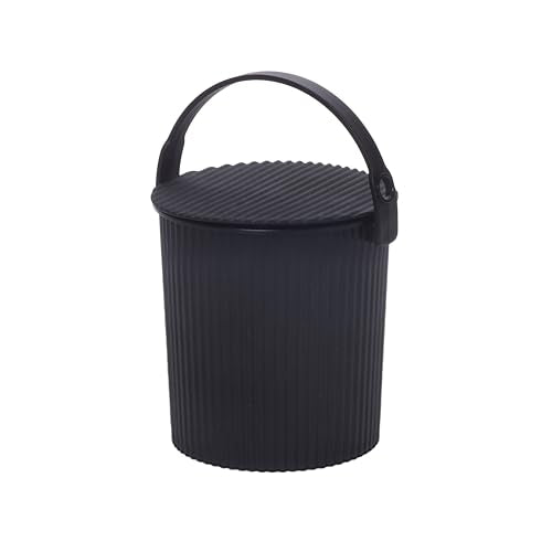 Hachiman Micro Bucket - 0.18 Gallon Heavy Duty Bucket with Lid and Handle - Hands-Free Filling - Easy to Stack and Store - Indoor Outdoor Use - 4.9" x 4.6" - Black - color: Black, size: Micro