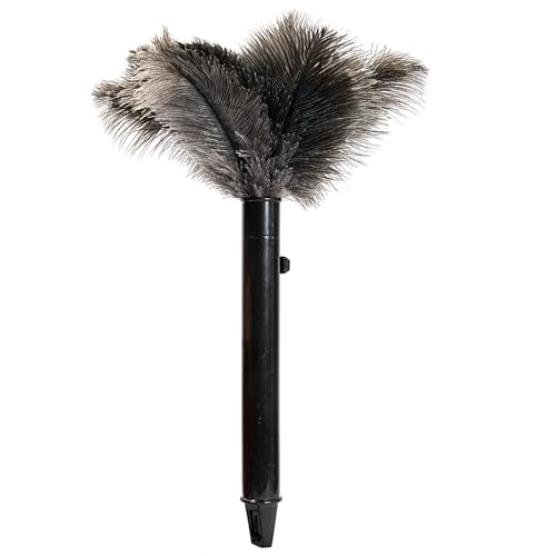 Retractable Ostrich Feather Duster for Cleaning, Fluffy and Natural Feather Duster with Retractable Handle， Reusable Eco-Friendly Handheld Cleaning Supplies (15 inch) - color: Model-15”-brown-1 Pieces