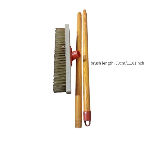 Floor Scrub Brush, Metal Stiff Floor Scrubber with Long Handle for Garden Patio, 30cm Brush Length