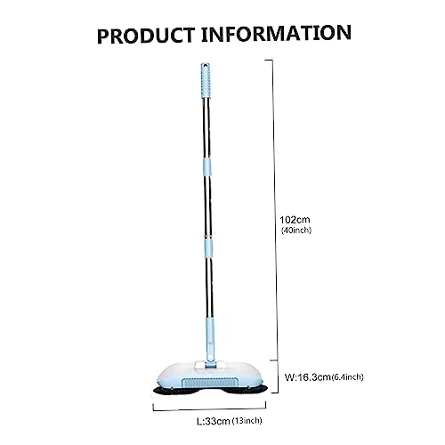 Hand Push Sweeper Manual Vacuum Sweeper 2 in 1 Hand Push 180 Degree Rotating Sweeping Mop Crumb Vacuum Cleaner Home Cleaning Tool for Sweeping Blue - color: Blue