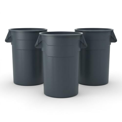 Kleen Commercial Brute Heavy-Duty Round Trash Can, 32-Gallon, Gray, Utility Garbage Container, Landscapers/Construction Sites/Restaurants/Offices/Warehouses Made in USA - size: 32 Gallon