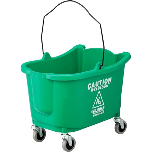 Global Industrial Commercial Mop Bucket and Wringer Combo with Side Press, 38 Quart Capacity, Durable Corrosion-Resistant Polypropylene, 3" Swivel Casters, Green - color: Green