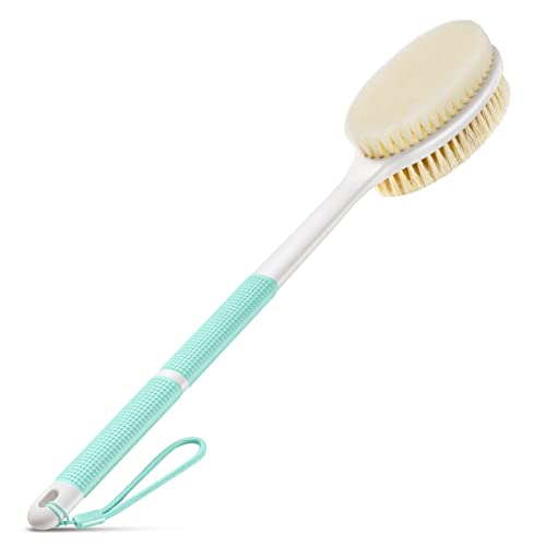 Backski Back Scrubber Anti Slip for Shower,Back Brush Long Handle with Soft and Stiff Bristles,Body Scrubber for Bath or Dry Brush(Green) - color: Green