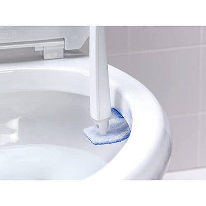 Scotch-Brite Disposable Toilet Scrubber Starter Kit, Disposable Refills with Built-in Bleach Alternative, Includes 1 Handle, Storage Caddy and 5 Refills
