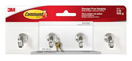 Command Key Rail, Quartz, 1-Rail, 6-Strips, Organize Damage-Free Small