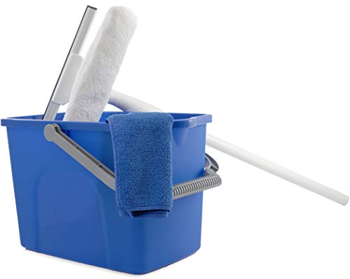 Unger - 978902 Window Washing Starter Kit with 2-in-1 Microfiber Combi, Collapsible Pole, Microfiber Cloth, and Bucket