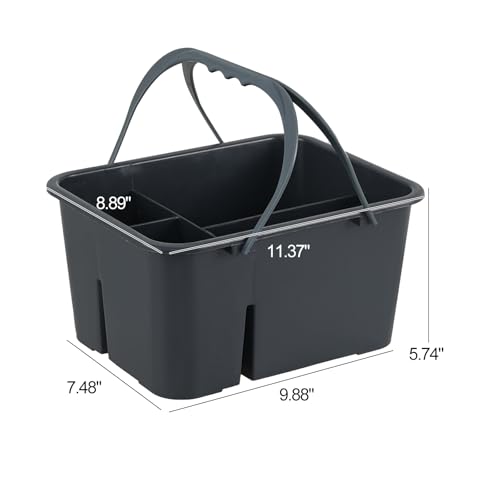 Plastic Cleaning Tool Caddy, Storage Caddy with Handle, Deep Grey