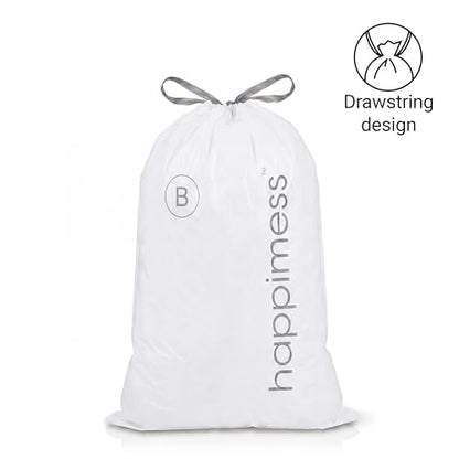happimess 5.3 Gallon (20L) Drawstring Trash Bags, Unscented, White, Heavy Duty LDPE Liners for Kitchen and Household, Custom Fit 120 Count (6 Packs of 20 Liners) HPM3000B-W-6SET - color: White, size: 120 Count (Pack of 1)
